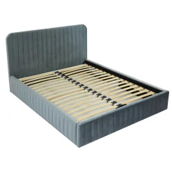 Garnero Arredamenti Letti Matrimoniali|Letti Matrimoniali-Letto contenitore matrimoniale 160x200 imbottito velluto grigio scuro Poffi Tessuto Vellutato Lucido Grigio Scuro