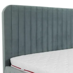 Garnero Arredamenti Letti Matrimoniali|Letti Matrimoniali-Letto contenitore matrimoniale 160x200 imbottito velluto grigio scuro Poffi Tessuto Vellutato Lucido Grigio Scuro