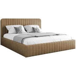 Garnero Arredamenti Letti Matrimoniali|Letti Matrimoniali-Letto contenitore matrimoniale 160x200 imbottito velluto tortora Poffi Tessuto Vellutato Lucido Tortora