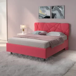 Garnero Arredamenti Letti Matrimoniali|Letti Matrimoniali-Letto contenitore matrimoniale 160x195 imbottito tessuto rosa LuxeSleep Tessuto Lycra Fucsia