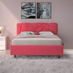 Garnero Arredamenti Letti Matrimoniali|Letti Matrimoniali-Letto contenitore matrimoniale 160x195 imbottito tessuto rosa LuxeSleep Tessuto Lycra Fucsia