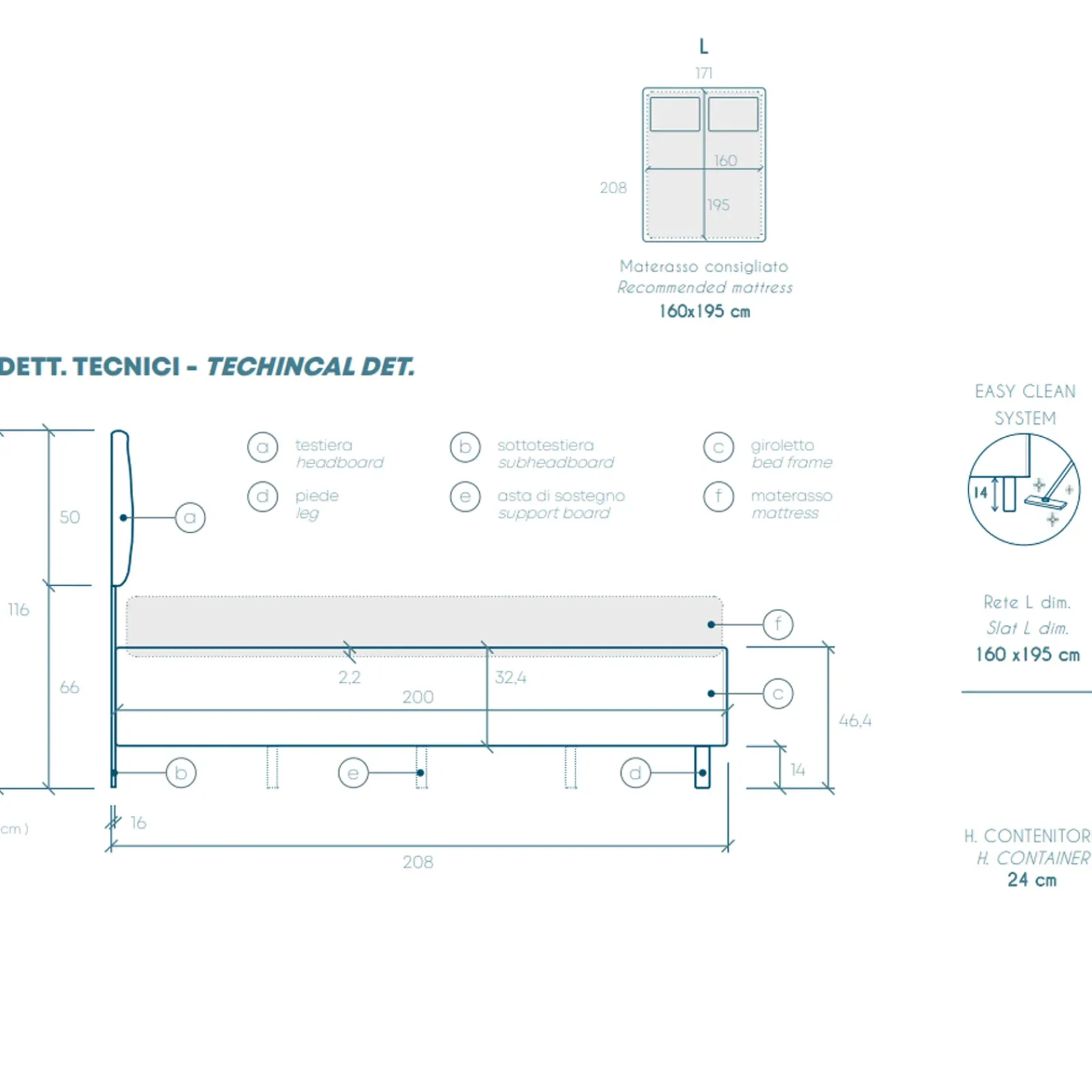 Garnero Arredamenti Letti Matrimoniali|Letti Matrimoniali-Letto contenitore matrimoniale 160x195cm imbottito tessuto antracite DreamLift Tessuto Woven Antracite