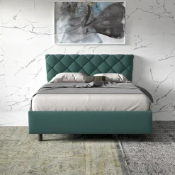 Garnero Arredamenti Letti Matrimoniali|Letti Matrimoniali-Letto contenitore matrimoniale 160x195 imbottito tessuto petrolio ZenZone Tessuto Lycra Petrolio