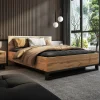 Garnero Arredamenti Letti Matrimoniali|Letti Matrimoniali-Letto contenitore matrimoniale 160x200cm rovere metallo nero Petra