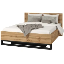 Garnero Arredamenti Letti Matrimoniali|Letti Matrimoniali-Letto contenitore matrimoniale 160x200cm rovere metallo nero Petra