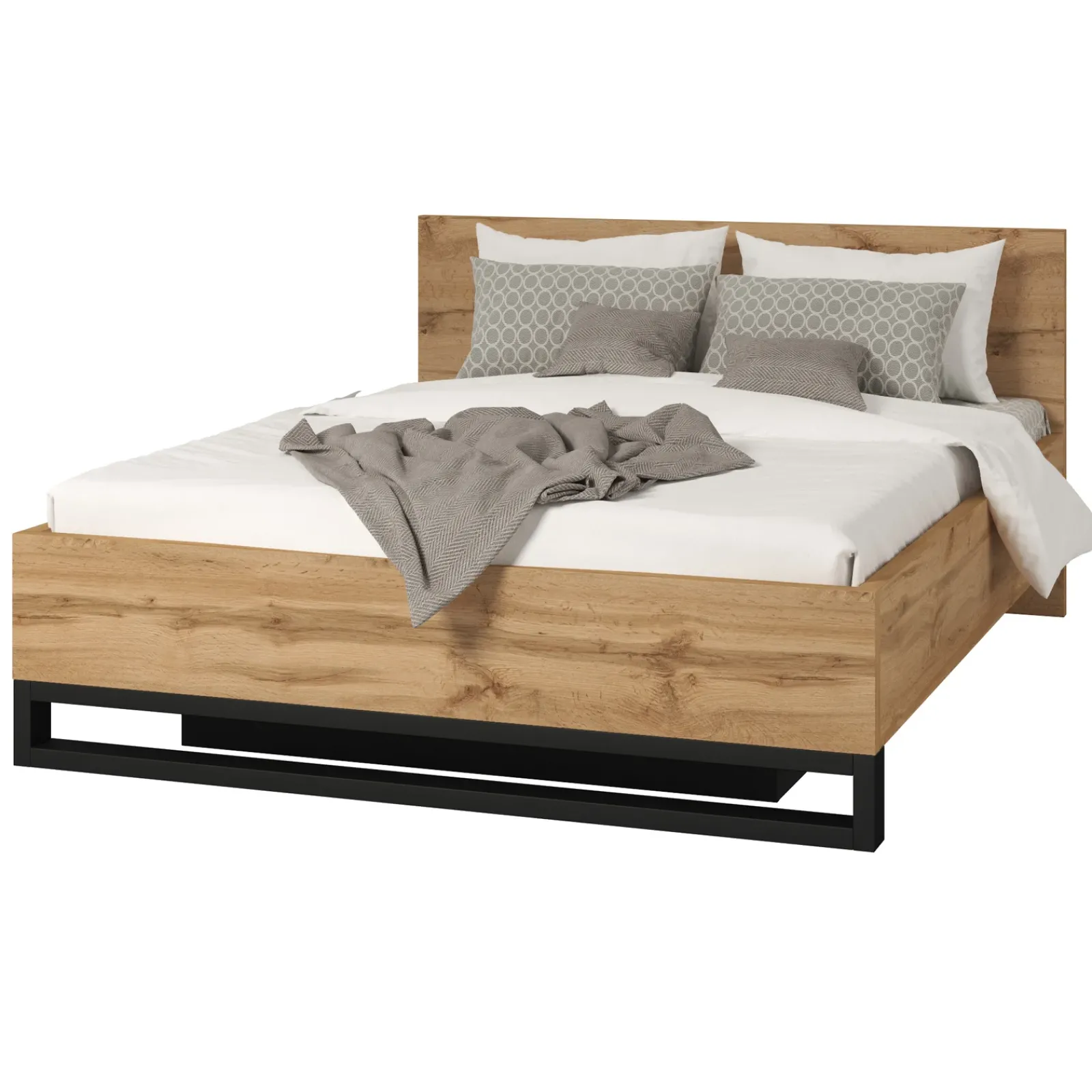 Garnero Arredamenti Letti Matrimoniali|Letti Matrimoniali-Letto contenitore matrimoniale 160x200cm rovere metallo nero Petra