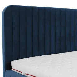 Garnero Arredamenti Letti Oversize-Letto contenitore matrimoniale oversize 180x200 imbottito velluto blu Poffi Tessuto Vellutato Lucido Blu