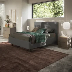 Garnero Arredamenti Letti Matrimoniali|Letti Matrimoniali-Letto contenitore matrimoniale 160x195cm imbottito tessuto antracite EliteDreams Tessuto Woven Antracite