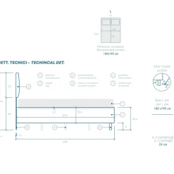 Garnero Arredamenti Letti Matrimoniali|Letti Matrimoniali-Letto contenitore matrimoniale 160x195cm imbottito tessuto antracite EliteDreams Tessuto Woven Antracite