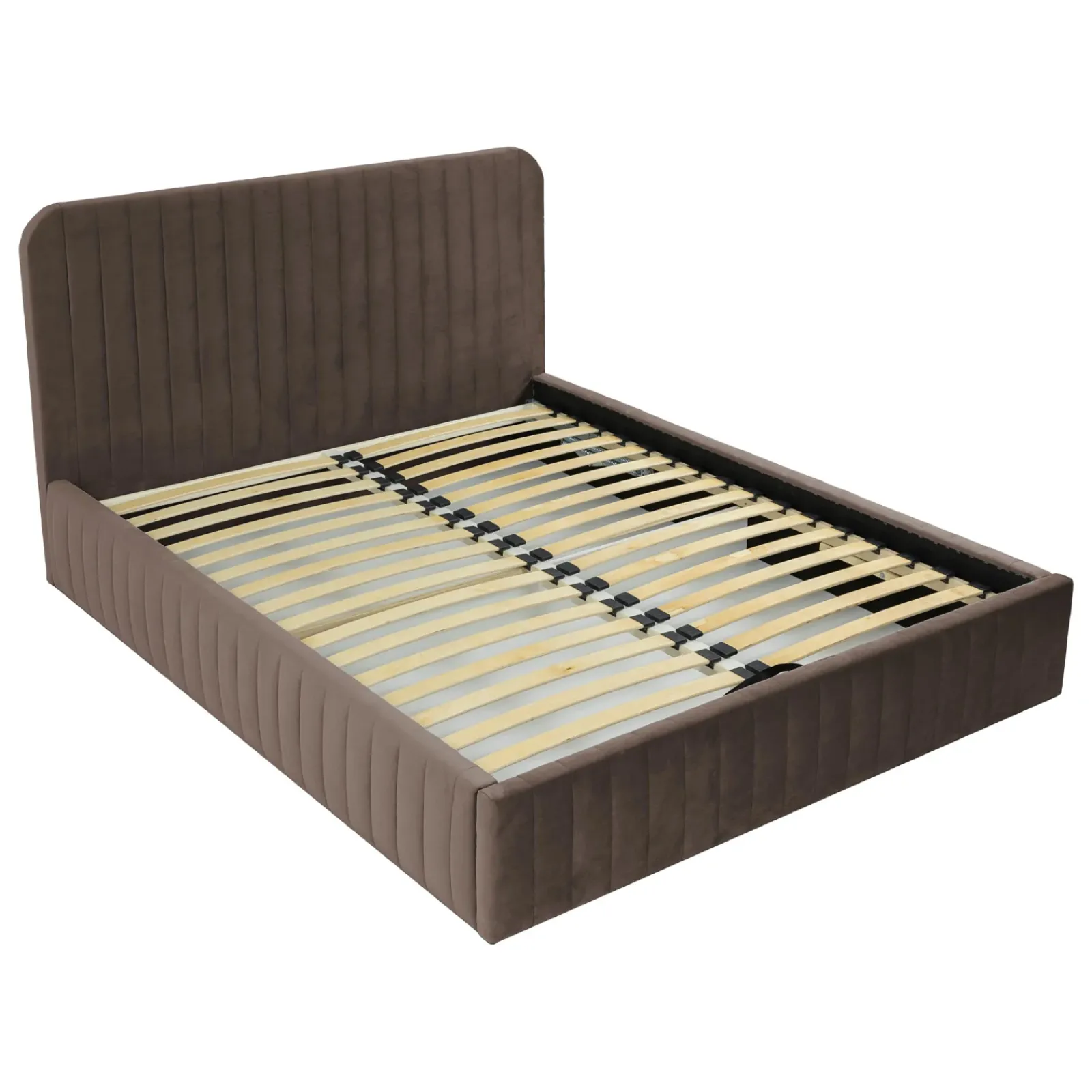 Garnero Arredamenti Letti Oversize-Letto contenitore matrimoniale oversize 180x200 imbottito velluto marrone Poffi Tessuto Vellutato Lucido Marrone