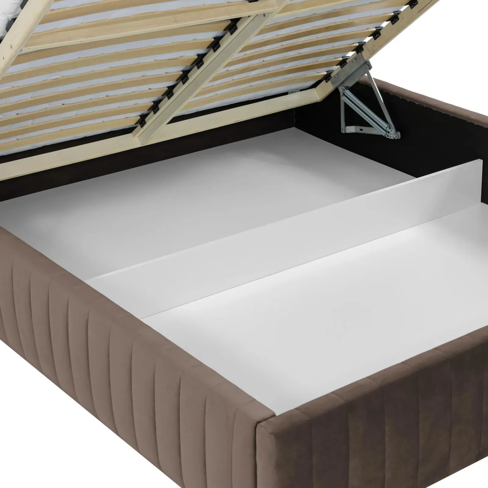 Garnero Arredamenti Letti Oversize-Letto contenitore matrimoniale oversize 180x200 imbottito velluto marrone Poffi Tessuto Vellutato Lucido Marrone