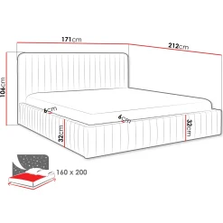Garnero Arredamenti Letti Matrimoniali|Letti Matrimoniali-Letto contenitore matrimoniale 160x200 imbottito velluto marrone Poffi Tessuto Vellutato Lucido Marrone