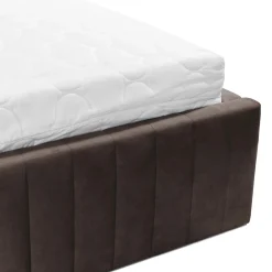 Garnero Arredamenti Letti Matrimoniali|Letti Matrimoniali-Letto contenitore matrimoniale 160x200 imbottito velluto marrone Poffi Tessuto Vellutato Lucido Marrone