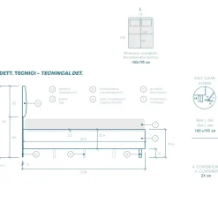 Garnero Arredamenti Letti Matrimoniali|Letti Matrimoniali-Letto contenitore matrimoniale 160x195cm imbottito tessuto bianco sabbia DreamLift Tessuto Woven Bianco