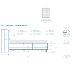 Garnero Arredamenti Letti Matrimoniali|Letti Matrimoniali-Letto contenitore matrimoniale 160x195 imbottito tessuto grigio Supreme Sleep Tessuto Lycra Grigio