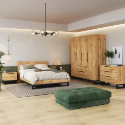 Garnero Arredamenti Letti Oversize-Letto contenitore matrimoniale oversize 180x200cm rovere metallo nero Petra