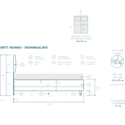 Garnero Arredamenti Letti Matrimoniali|Letti Matrimoniali-Letto contenitore matrimoniale 160x195cm imbottito tessuto bianco sabbia DreamSpace Tessuto Woven Bianco