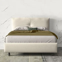 Garnero Arredamenti Letti Matrimoniali|Letti Matrimoniali-Letto contenitore matrimoniale 160x195cm imbottito tessuto bianco EliteDreams Tessuto Woven Bianco