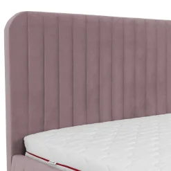 Garnero Arredamenti Letti Oversize-Letto contenitore matrimoniale oversize 180x200 imbottito velluto rosa Poffi Tessuto Vellutato Lucido Rosa