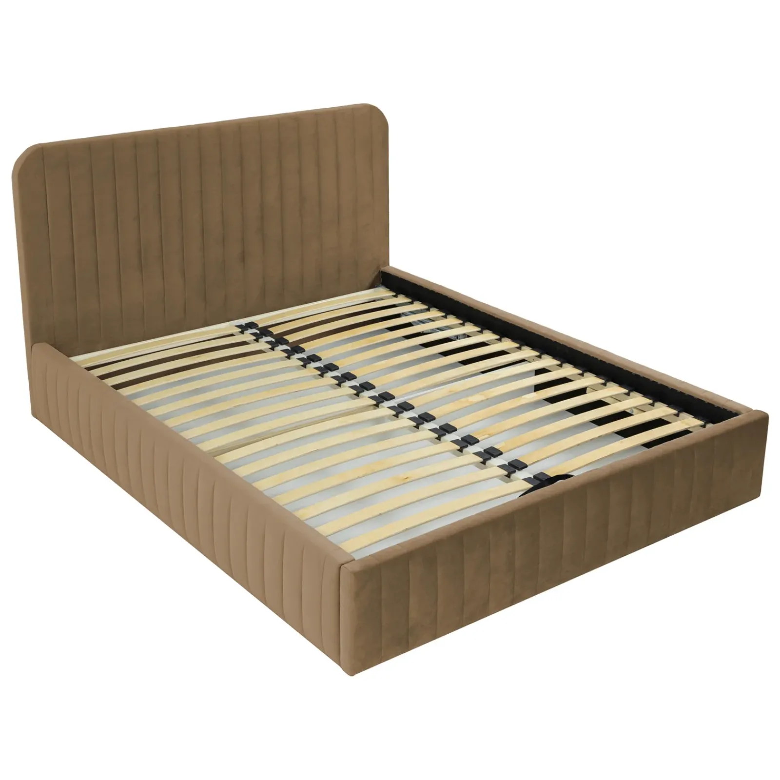 Garnero Arredamenti Letti Oversize-Letto contenitore matrimoniale oversize 180x200 imbottito velluto tortora Poffi Tessuto Vellutato Lucido Tortora