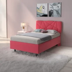 Garnero Arredamenti Letti Piazza E Mezza|Letti Per Bambini E Ragazzi-Letto contenitore una piazza e mezza 120x195cm imbottito tessuto rosa LuxeSleep Tessuto Lycra Fucsia