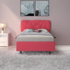 Garnero Arredamenti Letti Piazza E Mezza|Letti Per Bambini E Ragazzi-Letto contenitore una piazza e mezza 120x195cm imbottito tessuto rosa LuxeSleep Tessuto Lycra Fucsia
