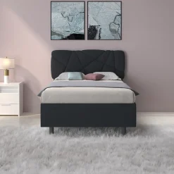 Garnero Arredamenti Letti Piazza E Mezza|Letti Per Bambini E Ragazzi-Letto contenitore una piazza e mezza 120x195 imbottito tessuto antracite LuxeSleep Tessuto Lycra Antracite