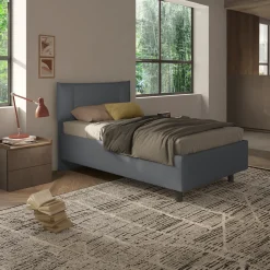 Garnero Arredamenti Letti Piazza E Mezza|Letti Per Bambini E Ragazzi-Letto contenitore una piazza e mezza 120x195 imbottito tessuto antracite CozyHaven Tessuto Woven Antracite