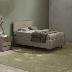 Garnero Arredamenti Letti Per Cameretta|Letti Piazza E Mezza-Letto contenitore una piazza e mezza 120x195cm imbottito tessuto tortora EliteDreams Tessuto Woven Tortora