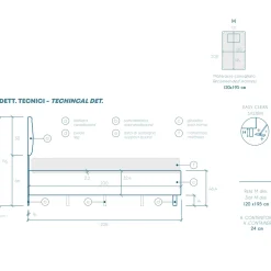 Garnero Arredamenti Letti Per Cameretta|Letti Piazza E Mezza-Letto contenitore una piazza e mezza 120x195cm imbottito tessuto tortora EliteDreams Tessuto Woven Tortora