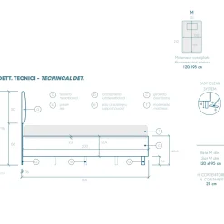 Garnero Arredamenti Letti Piazza E Mezza|Letti Per Bambini E Ragazzi-Letto contenitore una piazza e mezza 120x195cm imbottito tessuto petrolio LuxeSleep Tessuto Lycra Petrolio