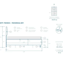 Garnero Arredamenti Letti Per Cameretta|Letti Piazza E Mezza-Letto contenitore una piazza e mezza 120x195cm imbottito tessuto bianco sabbia CozyHaven Tessuto Woven Bianco