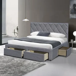 Garnero Arredamenti Letti Matrimoniali|Letti Matrimoniali-Letto matrimoniale con cassettoni 160x200cm grigio nero Galileo