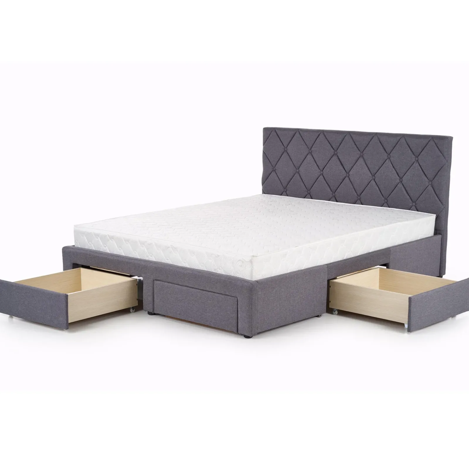 Garnero Arredamenti Letti Matrimoniali|Letti Matrimoniali-Letto matrimoniale con cassettoni 160x200cm grigio nero Galileo