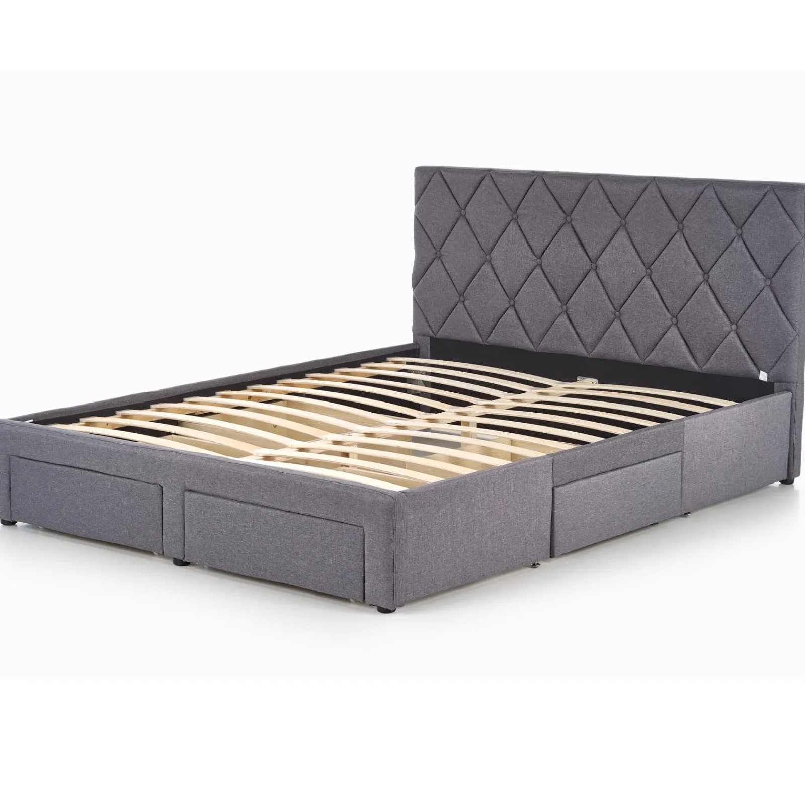 Garnero Arredamenti Letti Matrimoniali|Letti Matrimoniali-Letto matrimoniale con cassettoni 160x200cm grigio nero Galileo