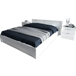 Garnero Arredamenti Letti Matrimoniali|Letti Matrimoniali-Letto matrimoniale con comodini 160x200cm bianco lucido Alina