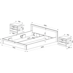 Garnero Arredamenti Letti Matrimoniali|Letti Matrimoniali-Letto matrimoniale con comodini 160x200cm bianco lucido Alina