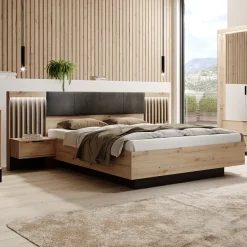 Garnero Arredamenti Letti Matrimoniali|Letti Matrimoniali-Letto matrimoniale contenitore 160x200cm rovere antracite Rubik