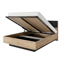 Garnero Arredamenti Letti Matrimoniali|Letti Matrimoniali-Letto matrimoniale contenitore 160x200cm rovere antracite Rubik