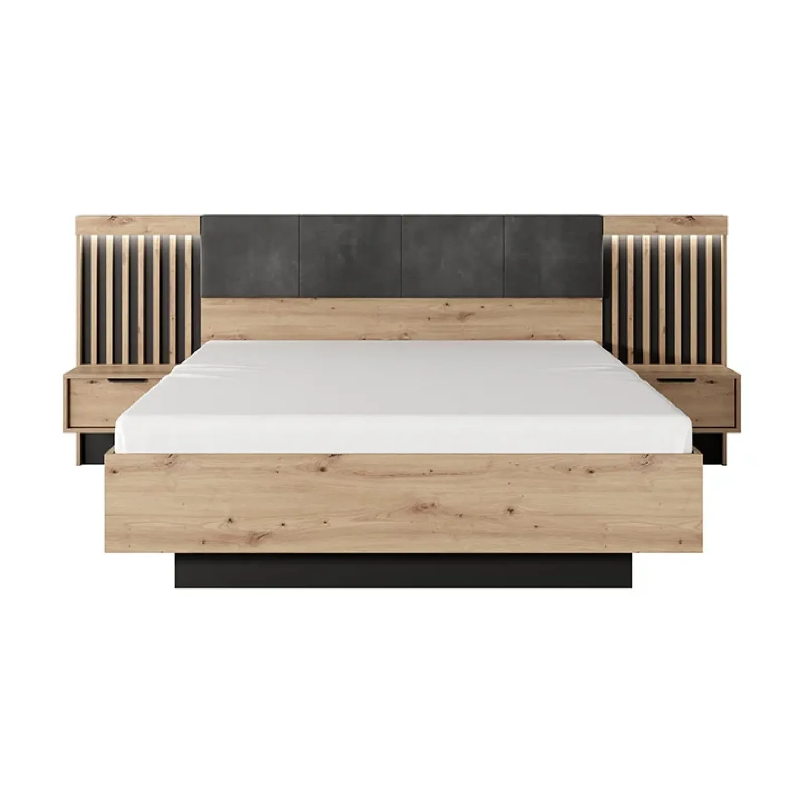 Garnero Arredamenti Letti Matrimoniali|Letti Matrimoniali-Letto matrimoniale contenitore 160x200cm rovere antracite Rubik