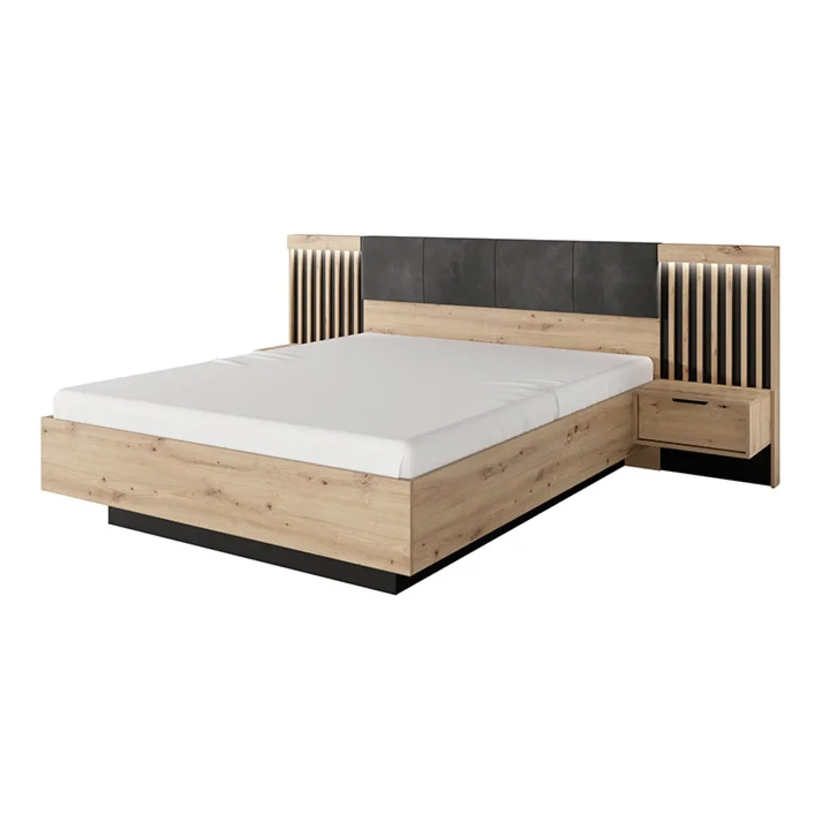 Garnero Arredamenti Letti Matrimoniali|Letti Matrimoniali-Letto matrimoniale contenitore 160x200cm rovere antracite Rubik