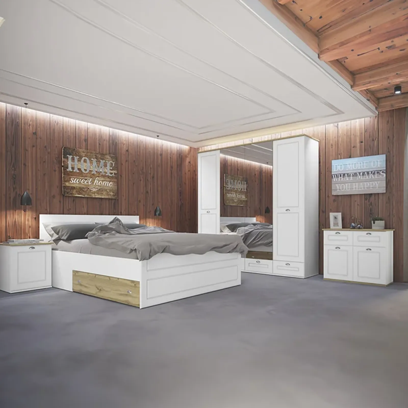 Garnero Arredamenti Letti Matrimoniali|Letti Matrimoniali-Letto matrimoniale contenitore standard 160x200cm bianco opaco Loira