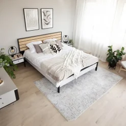 Garnero Arredamenti Letti Matrimoniali|Letti Matrimoniali-Letto matrimoniale contenitore 160x200cm con LED e presa USB-C grigio nero rovere Luna