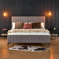 Garnero Arredamenti Letti Matrimoniali|Letti Matrimoniali-Letto matrimoniale imbottito 160x200cm grigio chiaro Varano