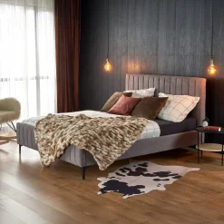 Garnero Arredamenti Letti Matrimoniali|Letti Matrimoniali-Letto matrimoniale imbottito 160x200cm grigio chiaro Varano