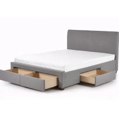 Garnero Arredamenti Letti Matrimoniali|Letti Matrimoniali-Letto matrimoniale in tessuto con cassettoni 160x200cm Mestre Gihome® Grigio