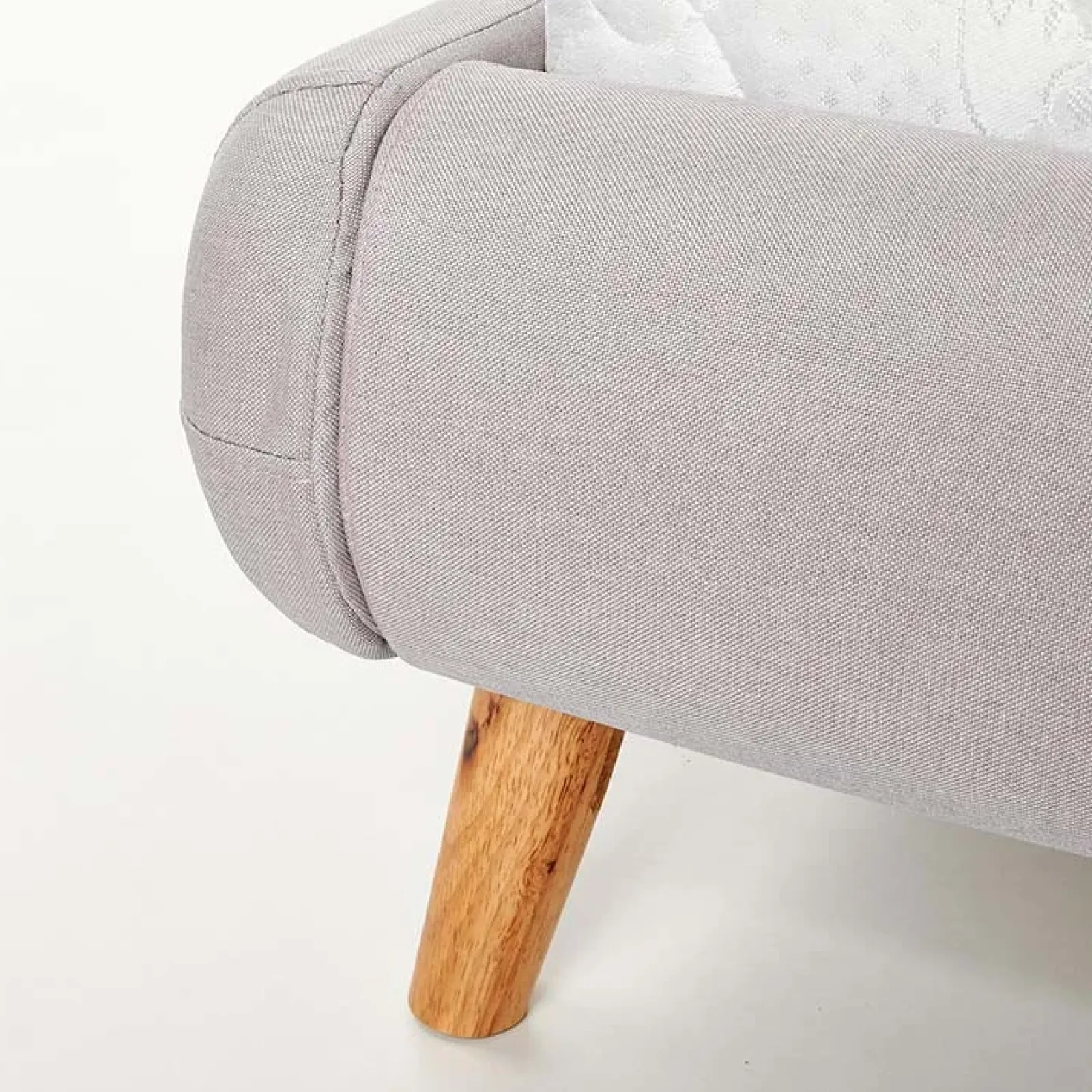 Garnero Arredamenti Letti Matrimoniali|Letti Matrimoniali-Letto matrimoniale in tessuto 160x200cm grigio chiaro legno naturale Pompei Gihome®