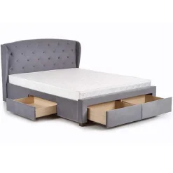 Garnero Arredamenti Letti Matrimoniali|Letti Matrimoniali-Letto matrimoniale in tessuto con cassetti 160x200cm Ravello Gihome® Grigio