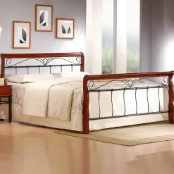 Garnero Arredamenti Letti Matrimoniali|Letti Matrimoniali-Letto matrimoniale moderno 160x200cm ciliegio nero Palumbo