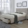 Garnero Arredamenti Letti Matrimoniali|Letti Matrimoniali-Letto matrimoniale moderno in tessuto 160x200cm beige noce Giusy